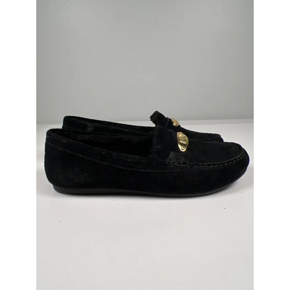 Michael Kors Women's Black Faux Shearling Slip On Moc Loafers - 7.5